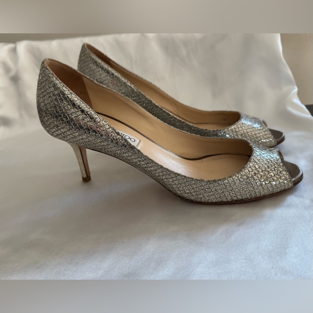 Jimmy Choo Glittering Silver & Gold Heels - Picture 3 of 7